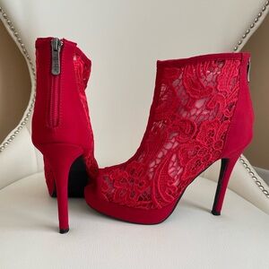 Two Lips Red Summer Open Toe Bootie